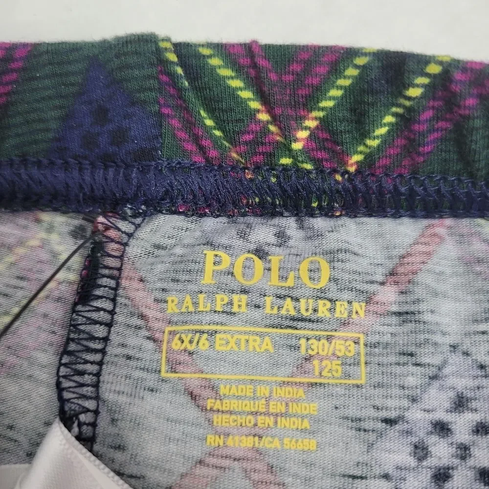 POLO Ralph Lauren Girls Patchwork Plaid Stretch Jersey Leggings Size‎ 6X